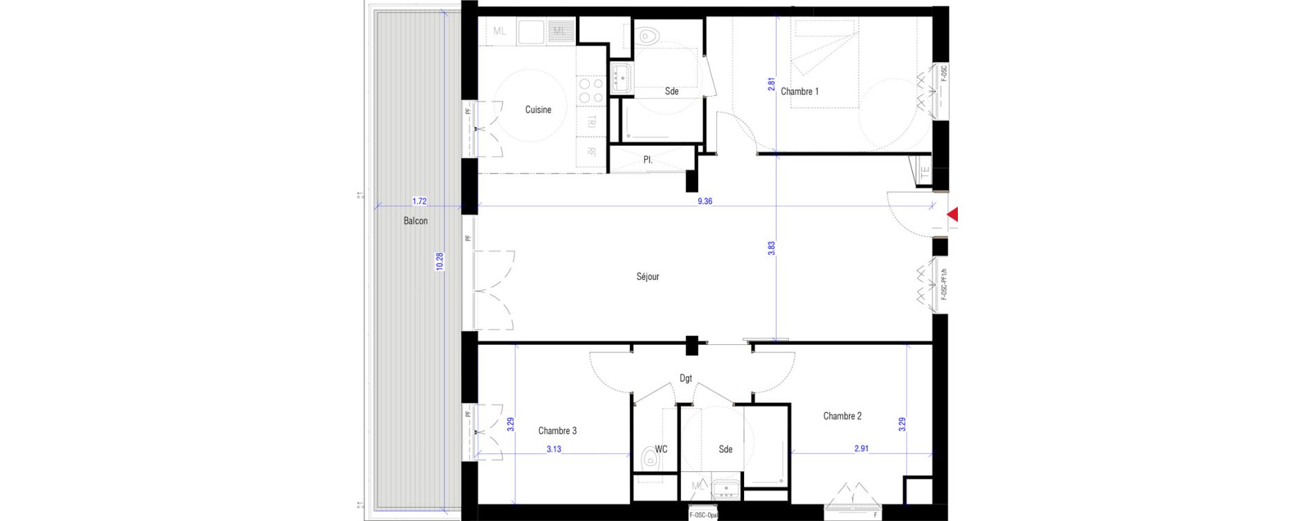 Appartement T4 de 88,70 m2 &agrave; Saint-Cyr-L'&Eacute;cole Charles renard