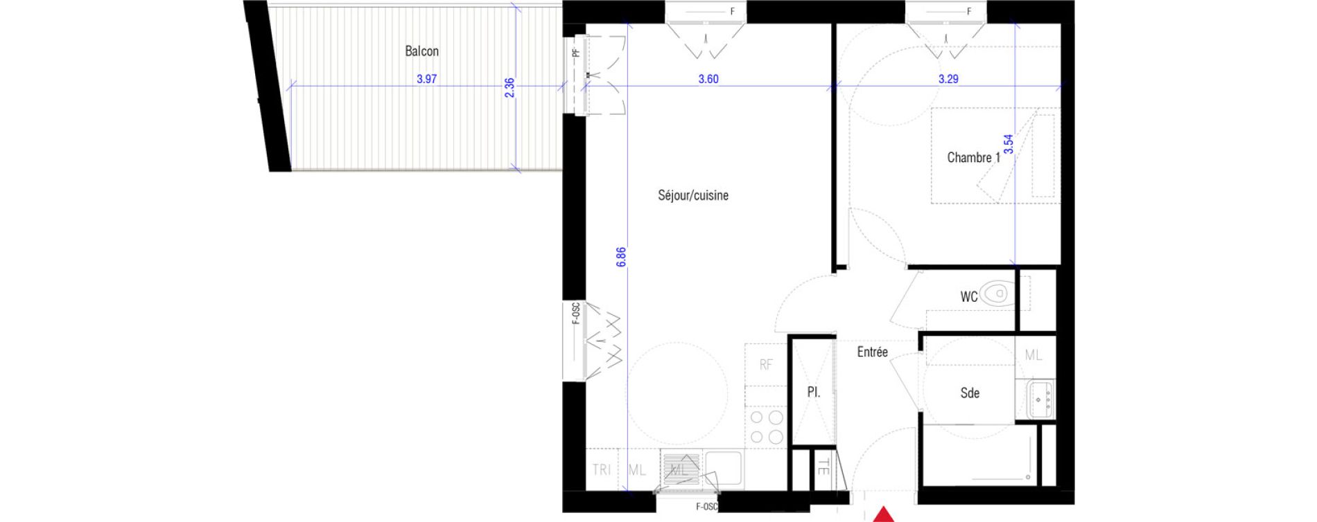 Appartement T2 de 45,00 m2 &agrave; Saint-Cyr-L'&Eacute;cole Charles renard