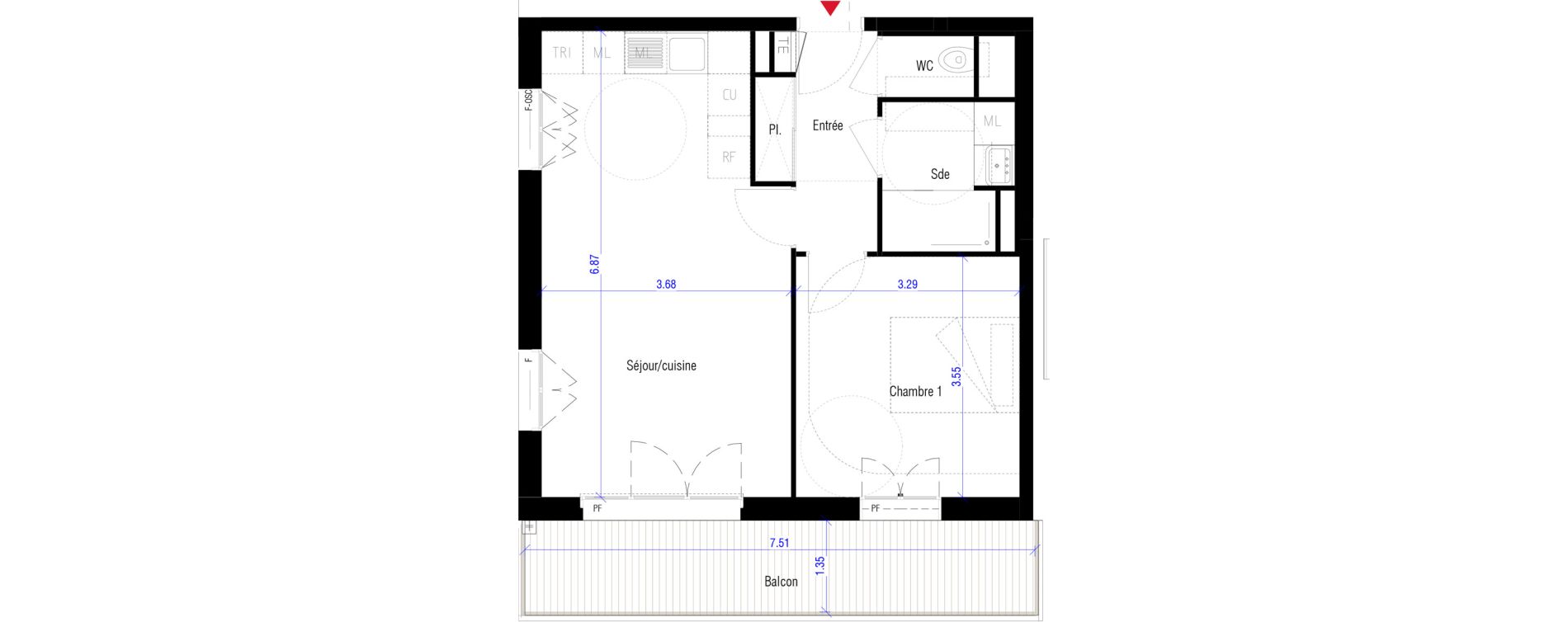 Appartement T2 de 45,60 m2 &agrave; Saint-Cyr-L'&Eacute;cole Charles renard