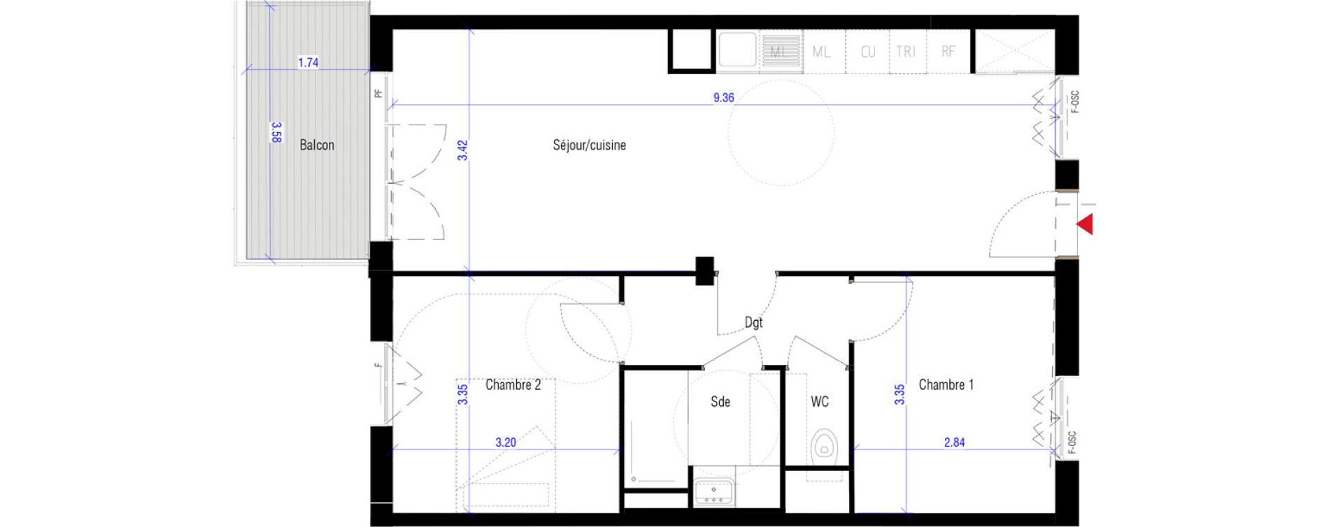 Appartement T3 de 61,00 m2 &agrave; Saint-Cyr-L'&Eacute;cole Charles renard