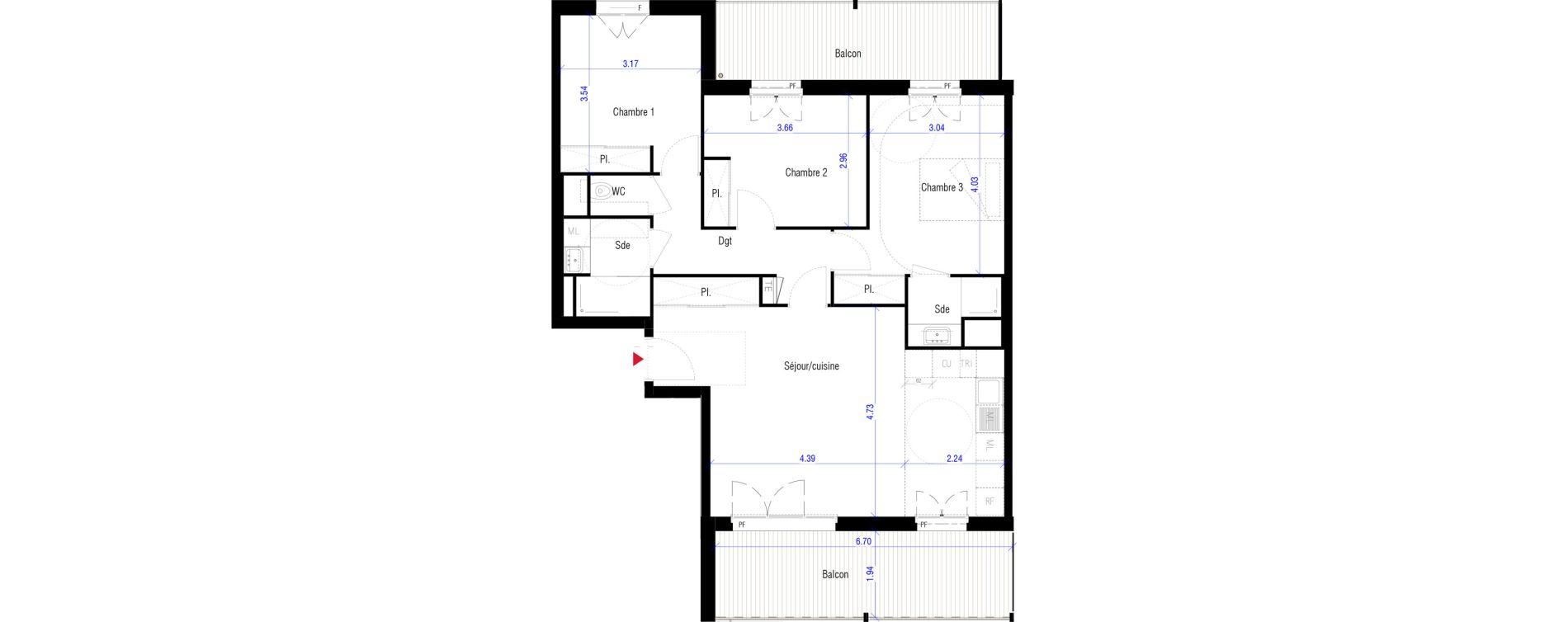 Appartement T4 de 83,20 m2 &agrave; Saint-Cyr-L'&Eacute;cole Charles renard