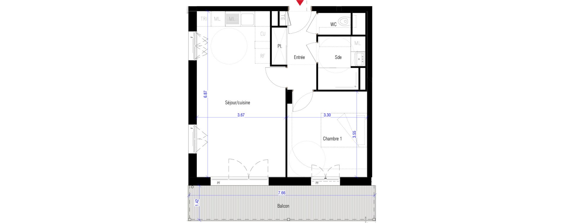 Appartement T2 de 45,40 m2 &agrave; Saint-Cyr-L'&Eacute;cole Charles renard