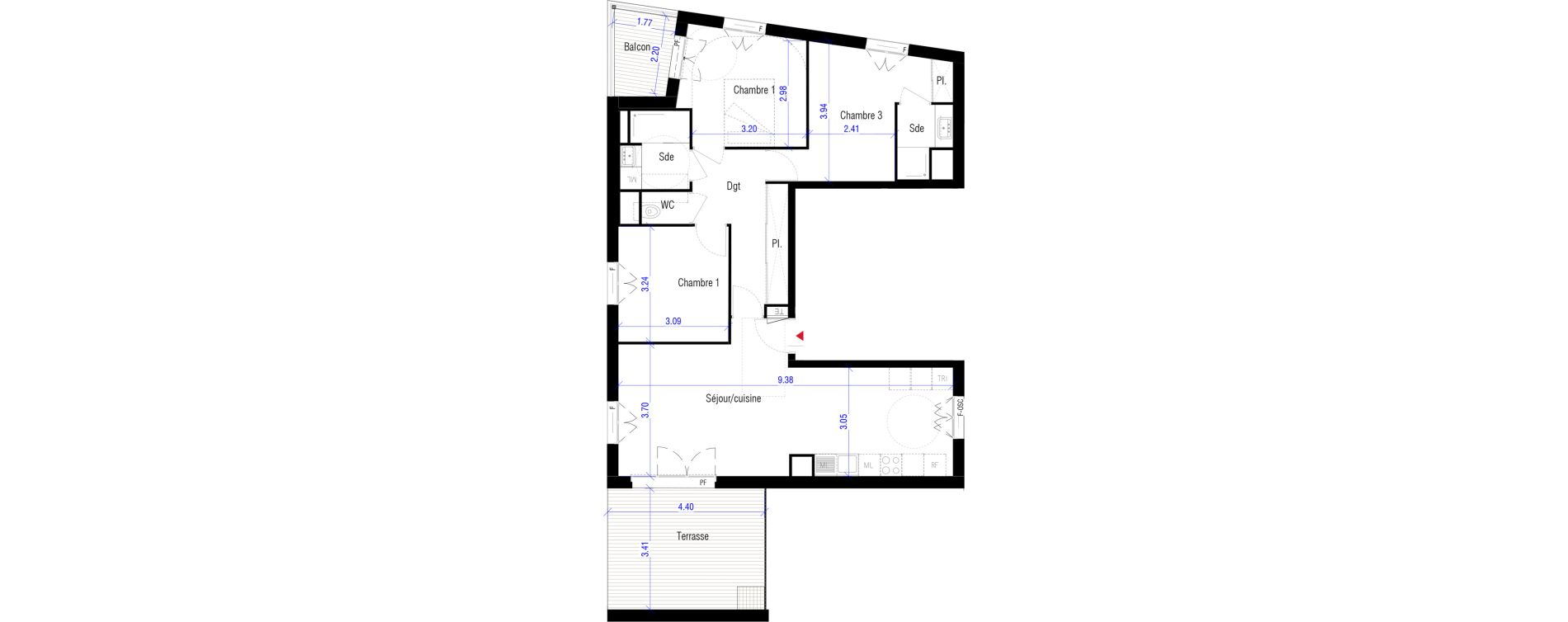 Appartement T4 de 82,40 m2 &agrave; Saint-Cyr-L'&Eacute;cole Charles renard