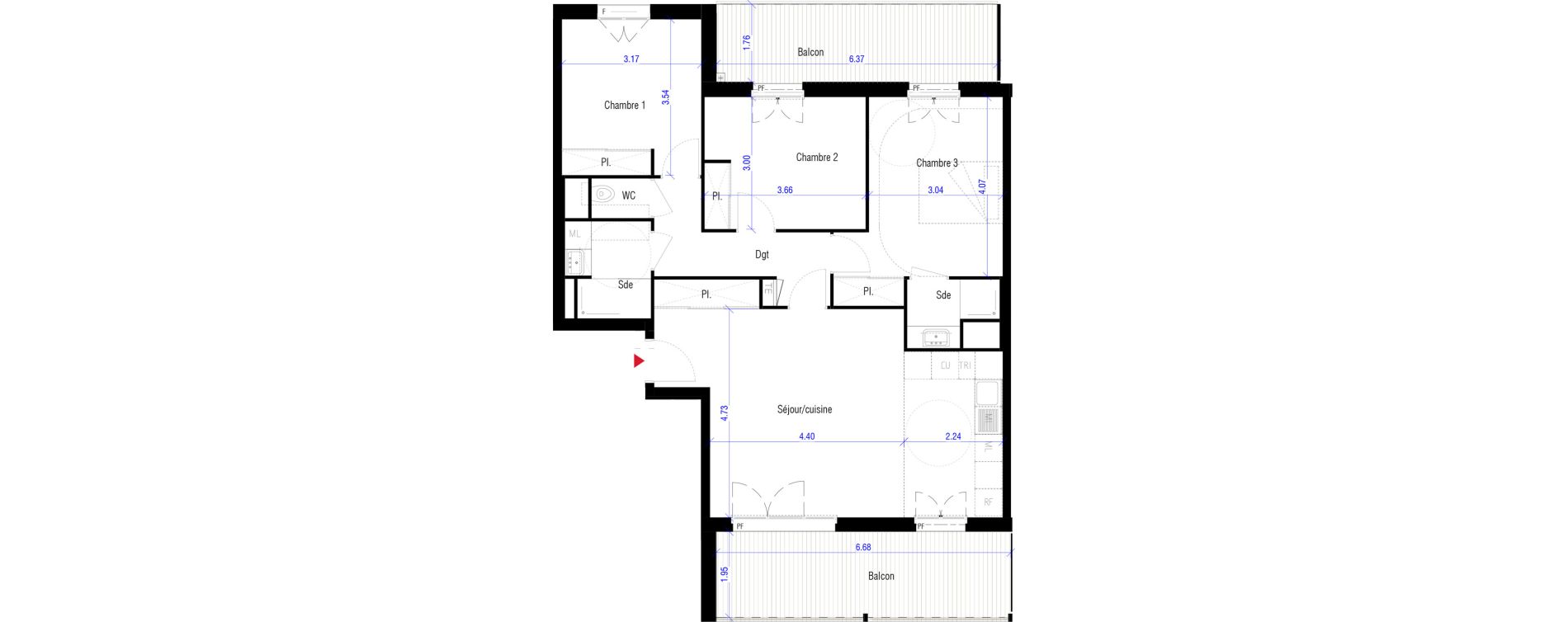 Appartement T4 de 83,50 m2 &agrave; Saint-Cyr-L'&Eacute;cole Charles renard