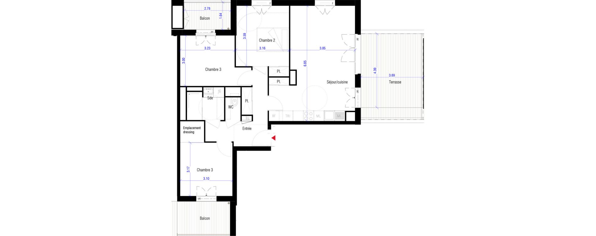 Appartement T4 de 77,40 m2 &agrave; Saint-Cyr-L'&Eacute;cole Charles renard