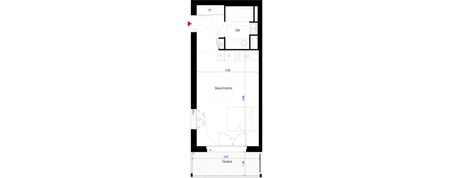 Studio de 29,20 m2 &agrave; Saint-Cyr-L'&Eacute;cole Charles renard