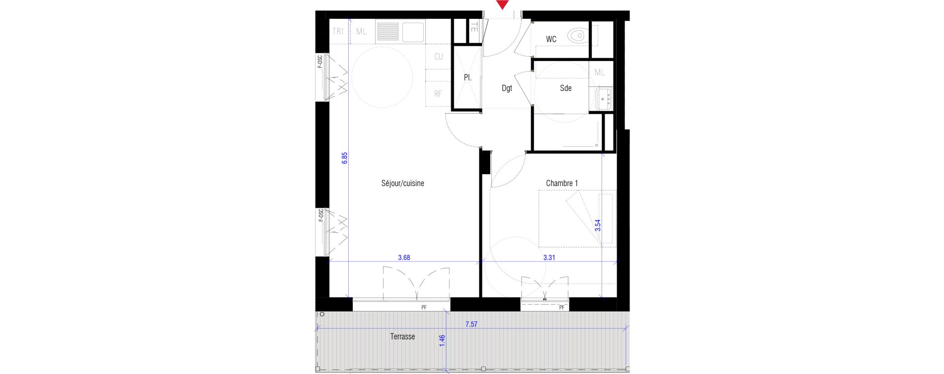 Appartement T2 de 45,40 m2 &agrave; Saint-Cyr-L'&Eacute;cole Charles renard