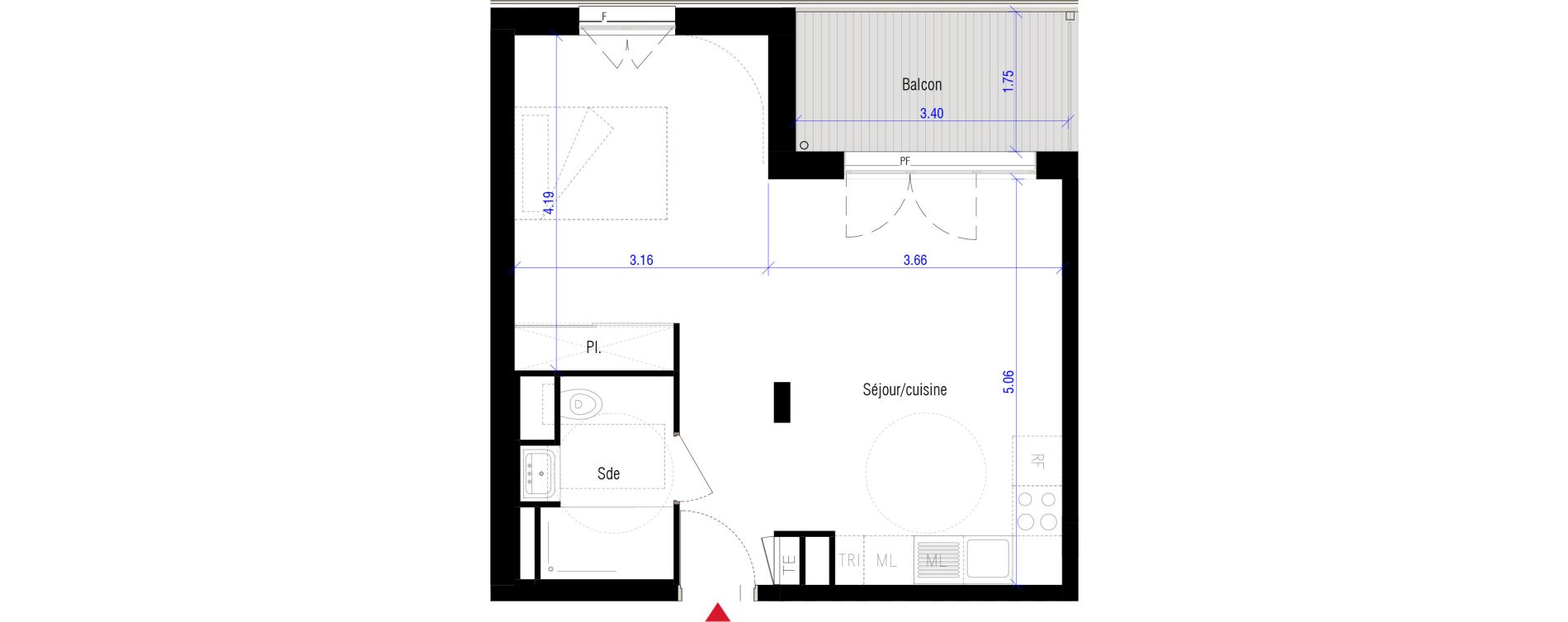 Appartement T2 de 38,20 m2 &agrave; Saint-Cyr-L'&Eacute;cole Charles renard