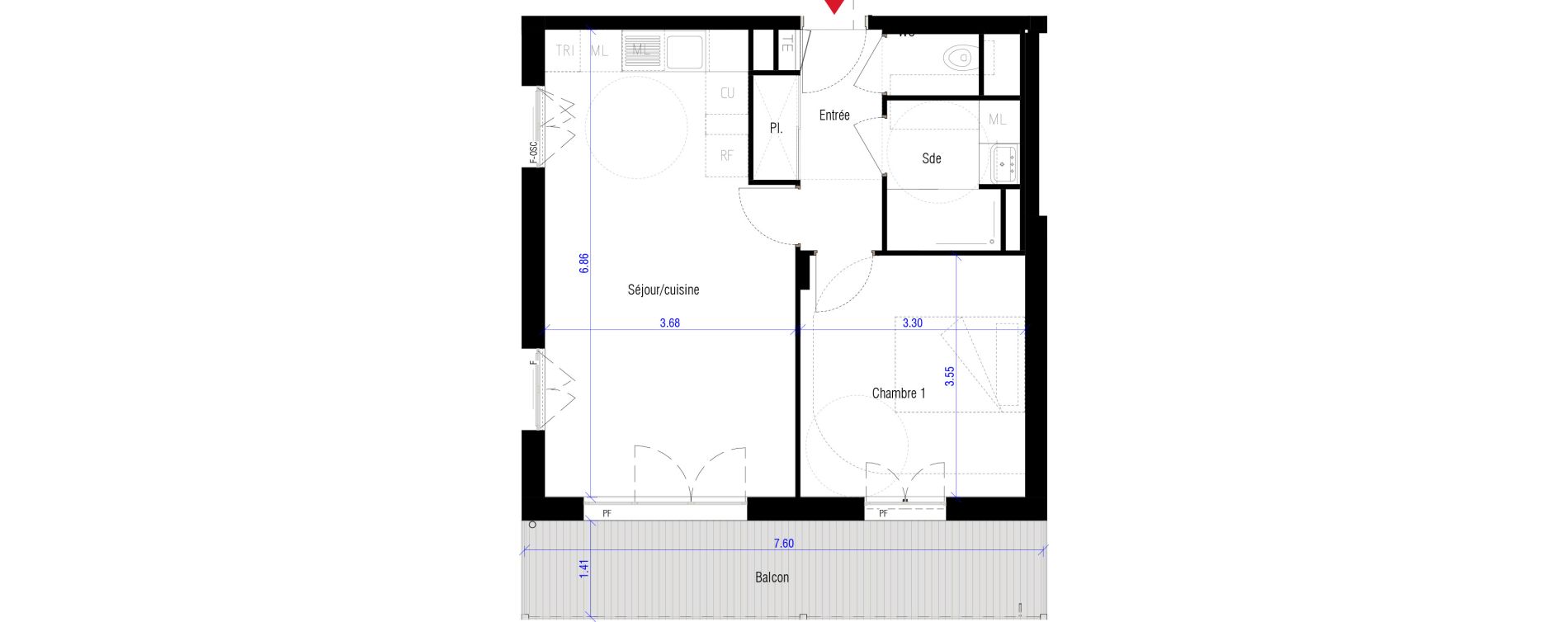 Appartement T2 de 45,40 m2 &agrave; Saint-Cyr-L'&Eacute;cole Charles renard