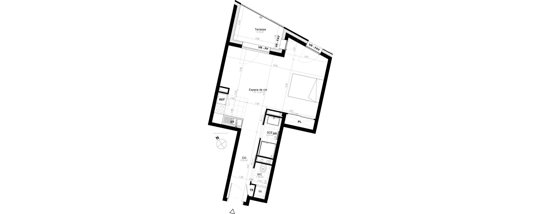 Studio de 36,73 m2 &agrave; Saint-Cyr-L'&Eacute;cole Charles renard