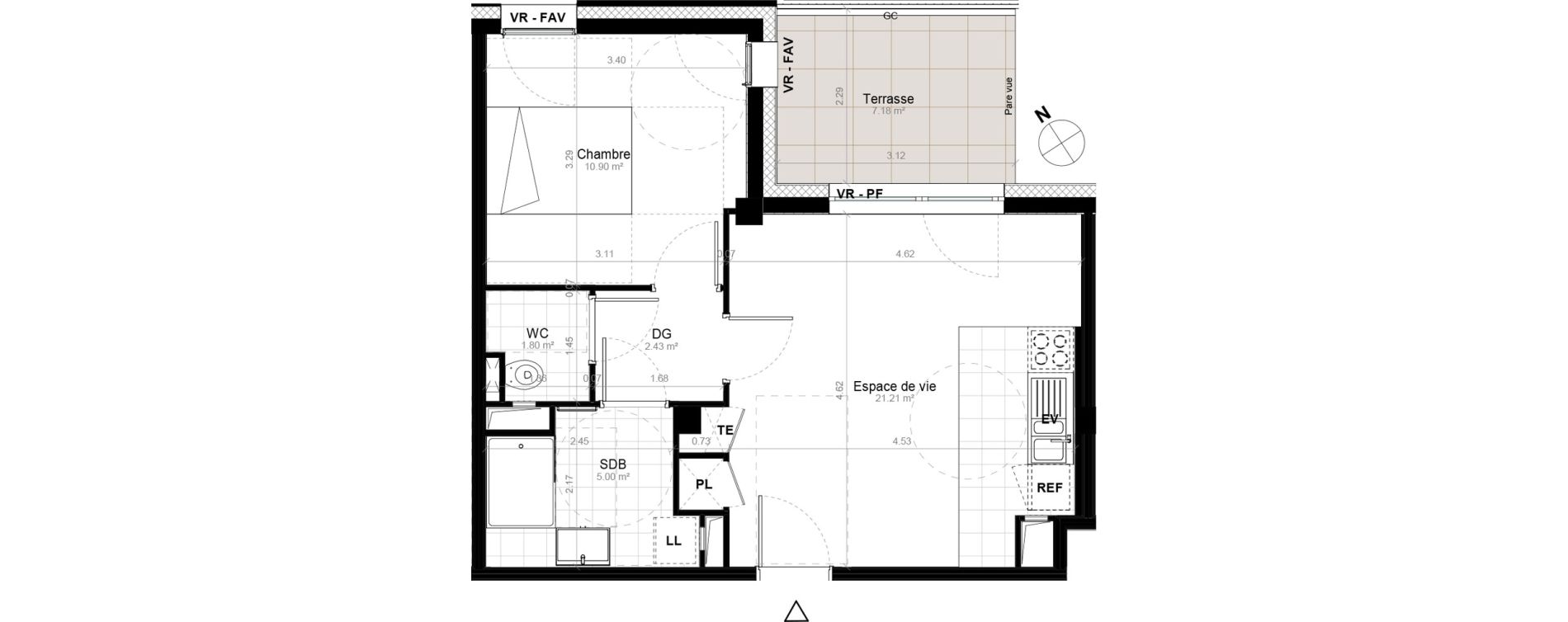 Appartement T2 de 41,31 m2 &agrave; Saint-Cyr-L'&Eacute;cole Charles renard