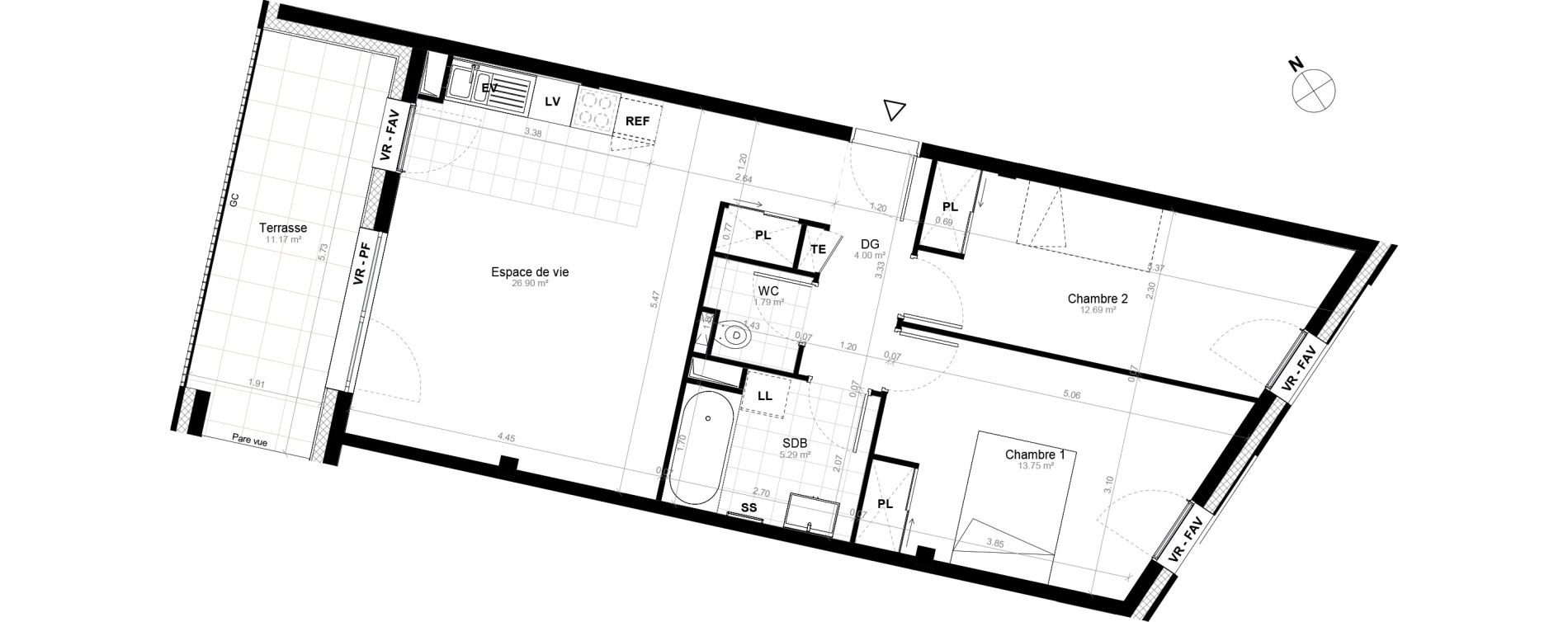 Appartement T3 de 64,42 m2 &agrave; Saint-Cyr-L'&Eacute;cole Charles renard