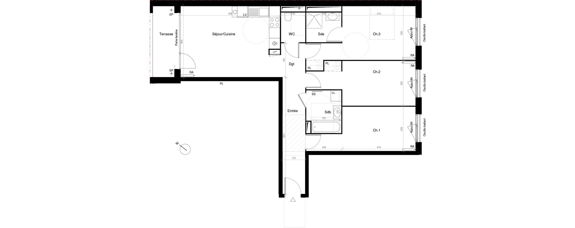 Appartement T4 de 85,40 m2 &agrave; Saint-Cyr-L'&Eacute;cole Charles renard