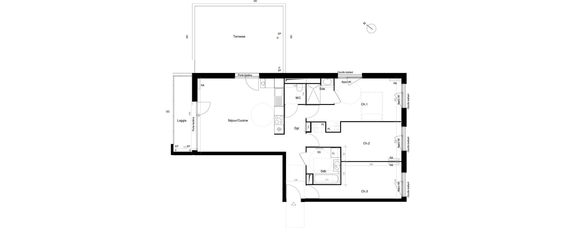 Appartement T4 de 84,20 m2 &agrave; Saint-Cyr-L'&Eacute;cole Charles renard