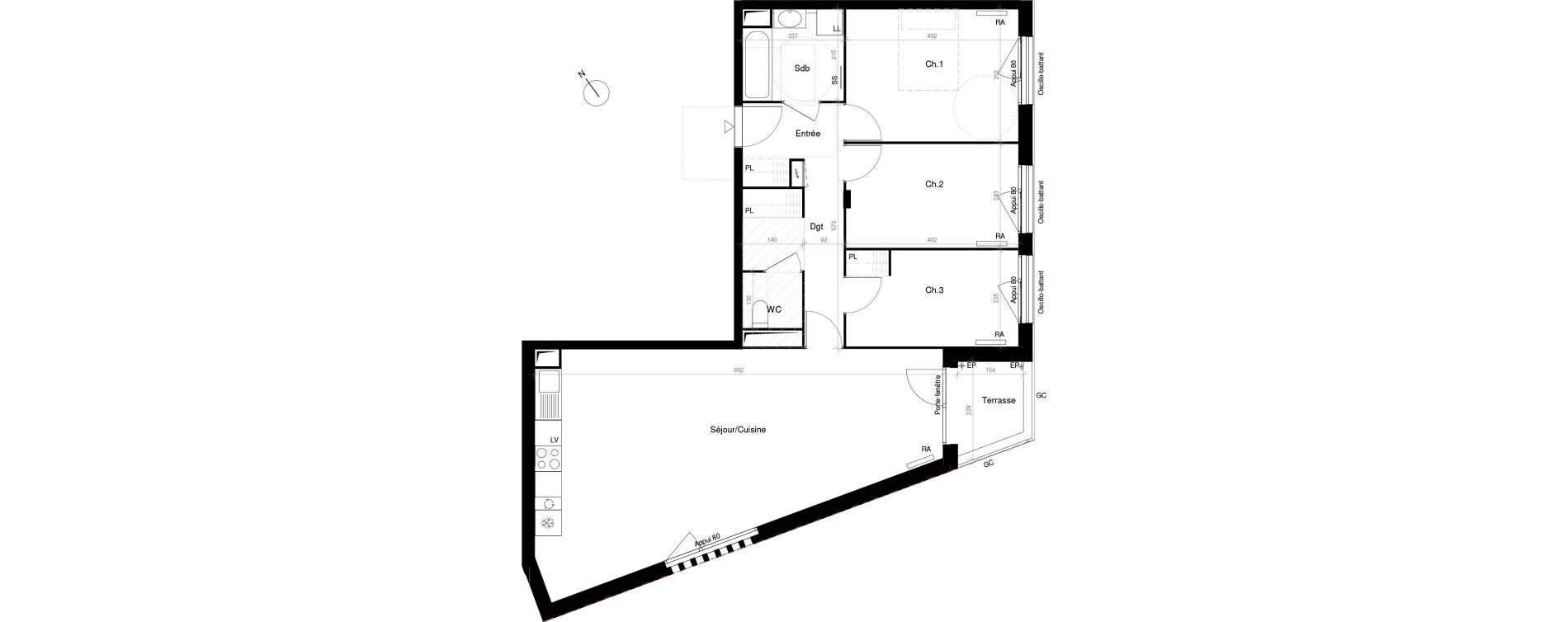 Appartement T4 de 89,10 m2 &agrave; Saint-Cyr-L'&Eacute;cole Charles renard