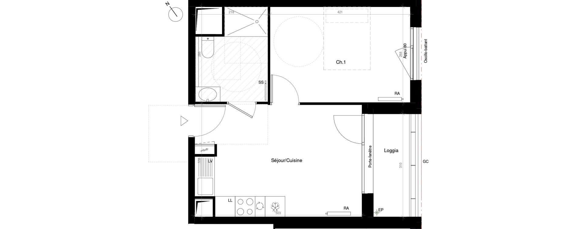 Plan Appartement T2 De 34 20 M² Neuf Résidence « Intérieur Parc à