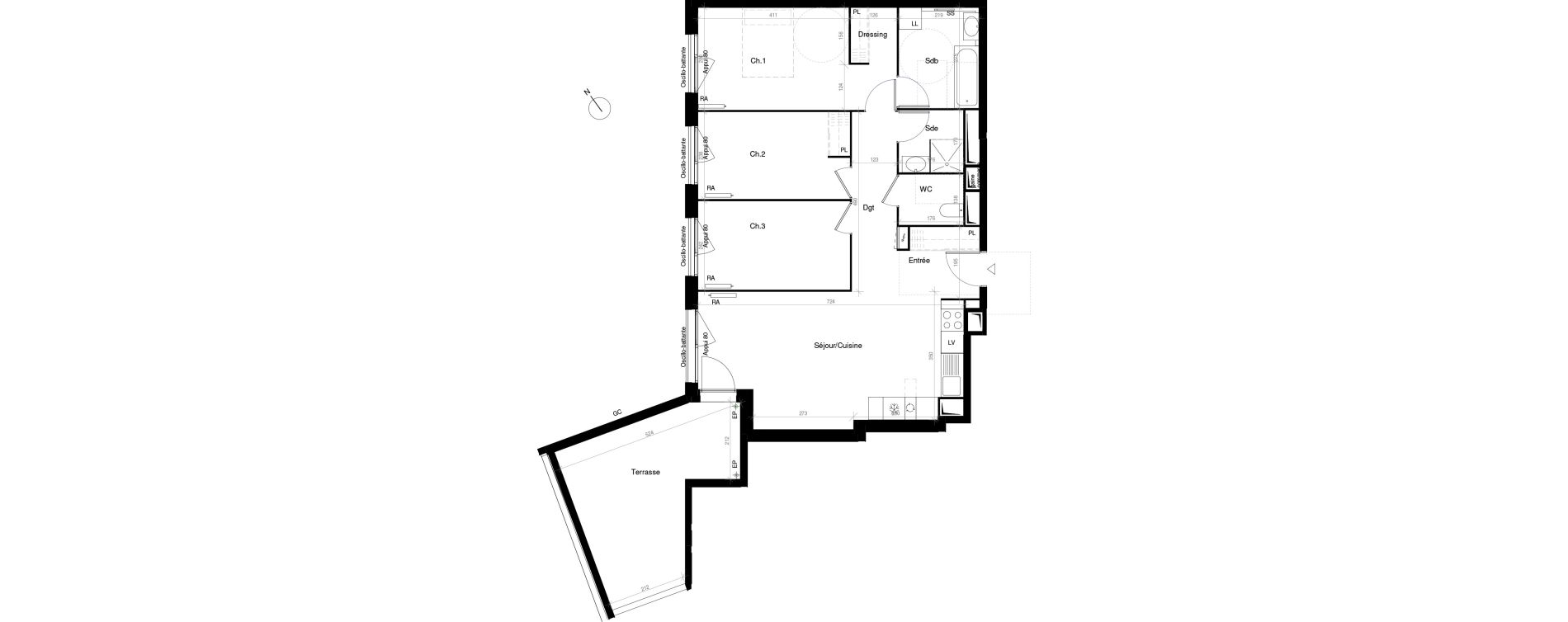 Appartement T4 de 80,50 m2 &agrave; Saint-Cyr-L'&Eacute;cole Charles renard
