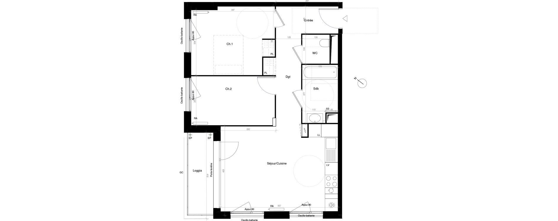 Appartement T3 de 60,00 m2 &agrave; Saint-Cyr-L'&Eacute;cole Charles renard