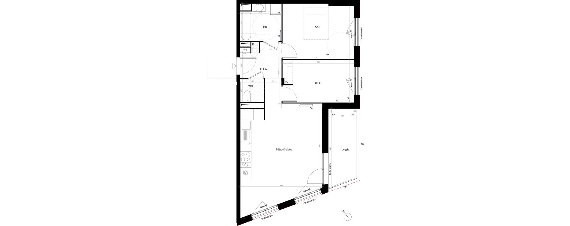 Appartement T3 de 60,90 m2 &agrave; Saint-Cyr-L'&Eacute;cole Charles renard