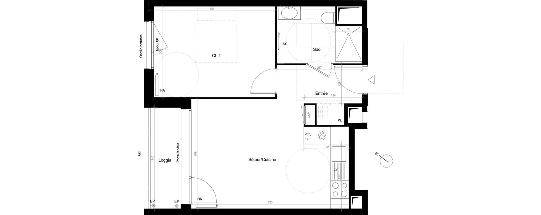 Appartement T2 de 40,00 m2 &agrave; Saint-Cyr-L'&Eacute;cole Charles renard