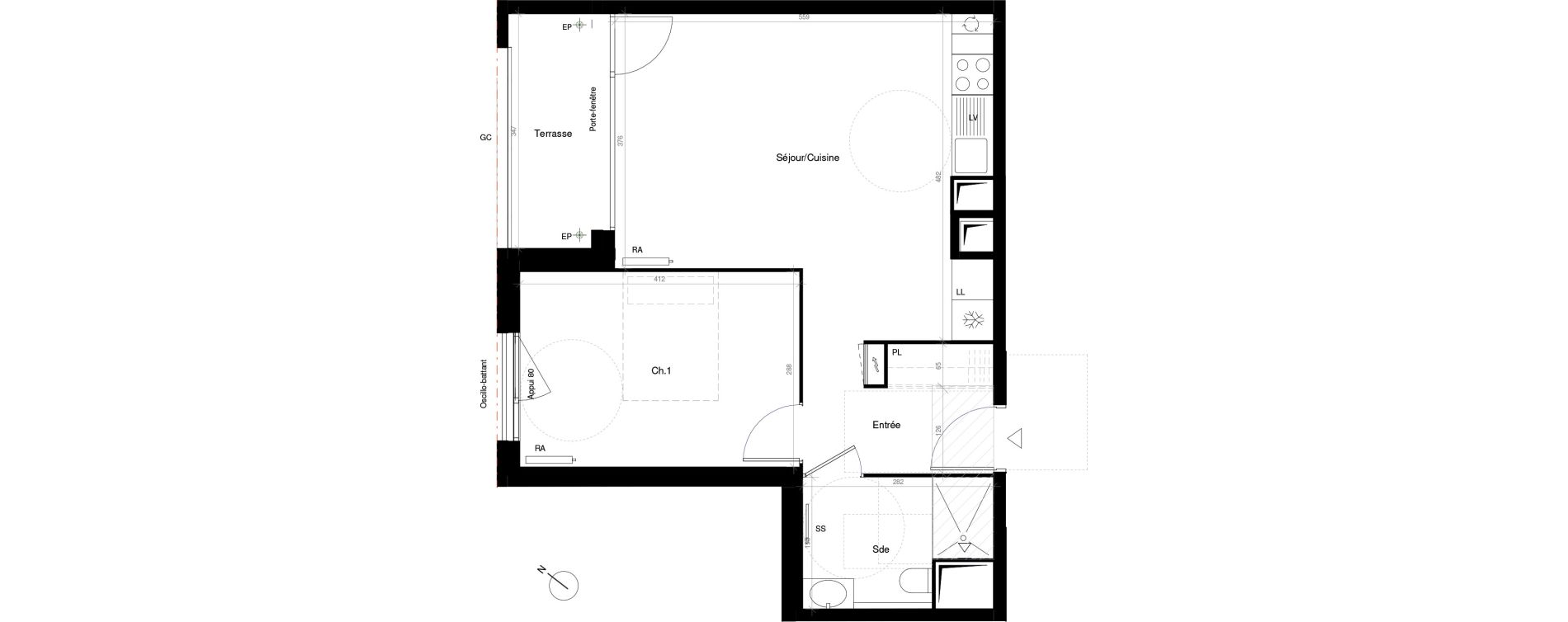Appartement T2 de 45,30 m2 &agrave; Saint-Cyr-L'&Eacute;cole Charles renard