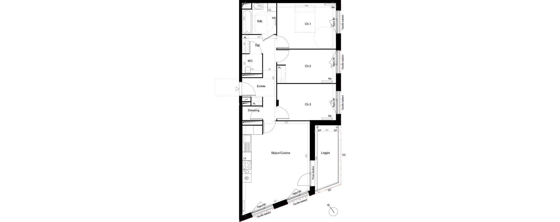 Appartement T4 de 76,00 m2 &agrave; Saint-Cyr-L'&Eacute;cole Charles renard