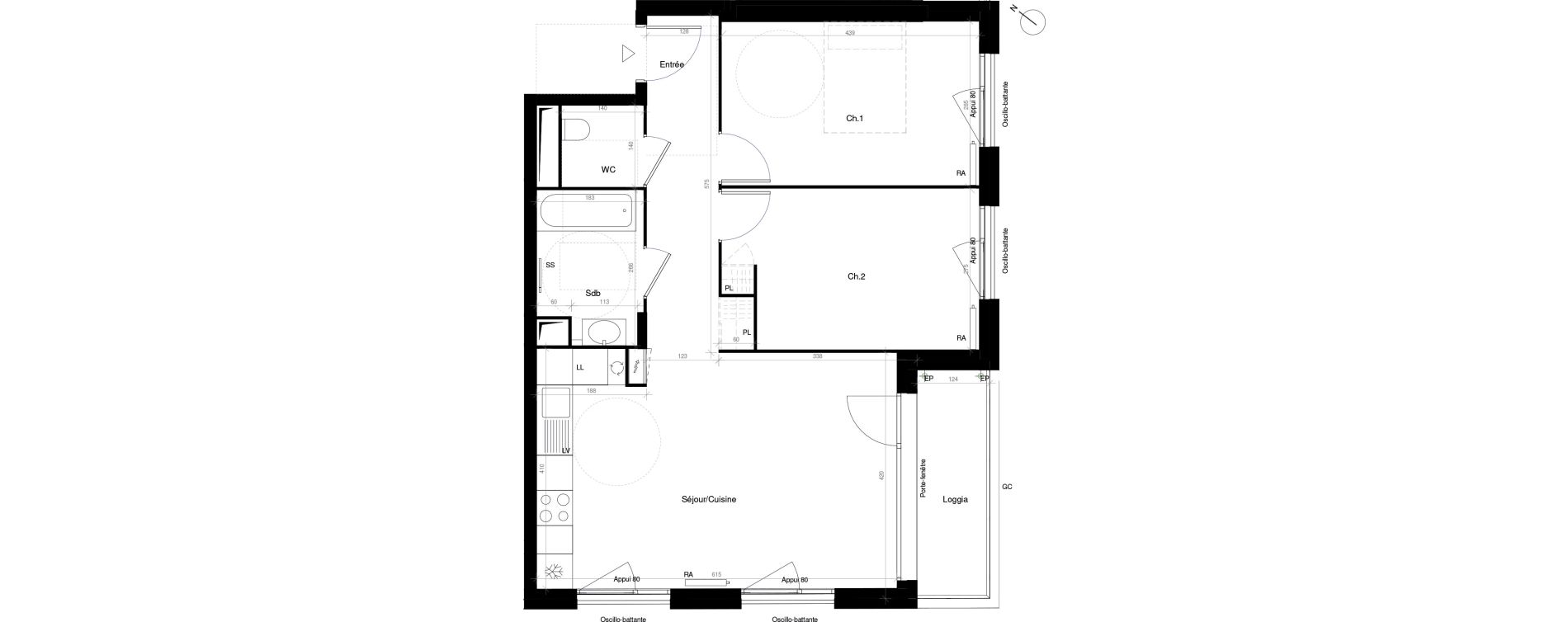 Appartement T3 de 62,80 m2 &agrave; Saint-Cyr-L'&Eacute;cole Charles renard