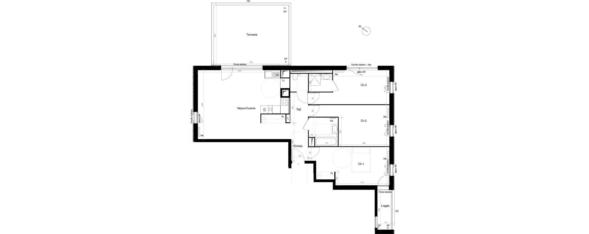 Appartement T4 de 95,70 m2 &agrave; Saint-Cyr-L'&Eacute;cole Charles renard