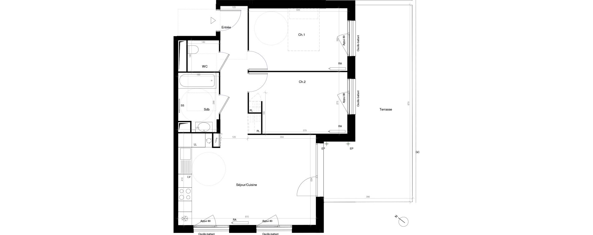 Appartement T3 de 62,80 m2 &agrave; Saint-Cyr-L'&Eacute;cole Charles renard
