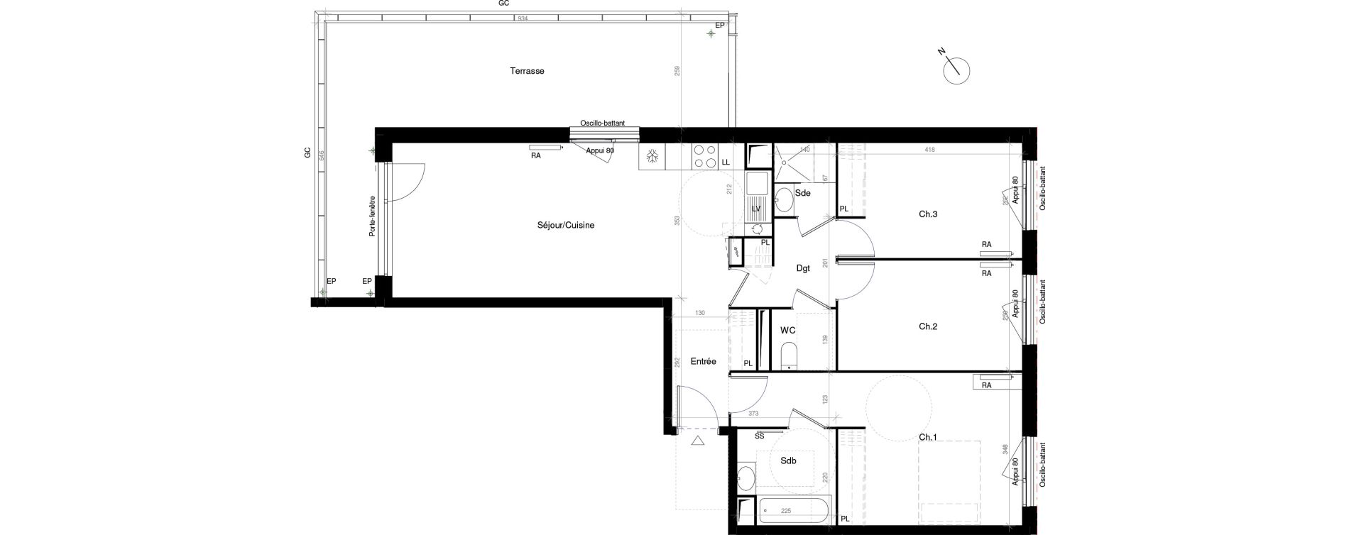 Appartement T4 de 85,50 m2 &agrave; Saint-Cyr-L'&Eacute;cole Charles renard