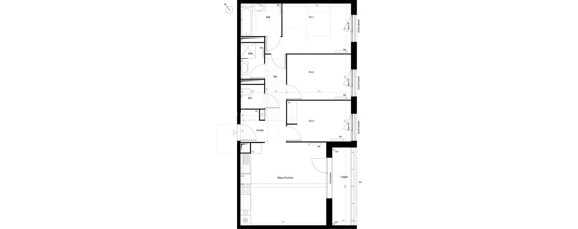Appartement T4 de 74,30 m2 &agrave; Saint-Cyr-L'&Eacute;cole Charles renard