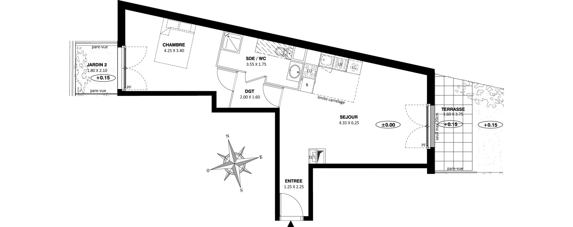 Appartement T2 de 49,95 m2 &agrave; Saint-Cyr-L'&Eacute;cole Centre