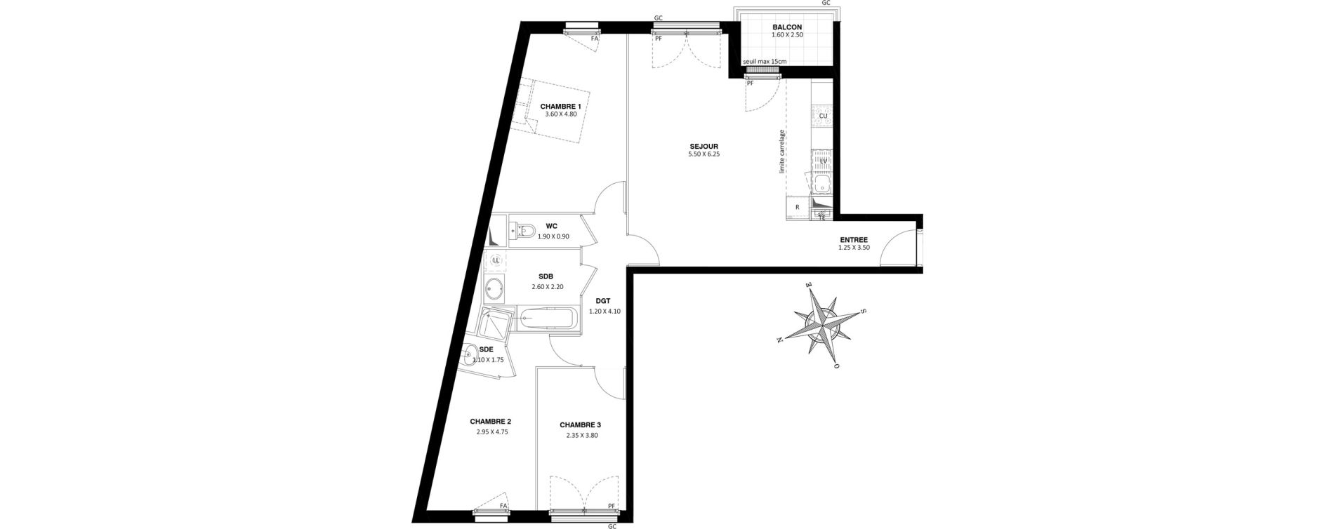 Appartement T4 de 82,40 m2 &agrave; Saint-Cyr-L'&Eacute;cole Centre