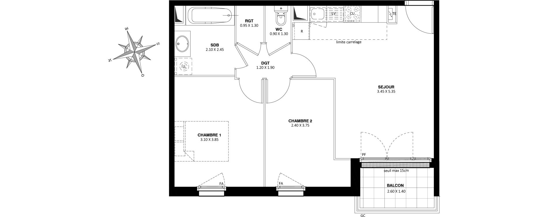 Appartement T3 de 53,20 m2 &agrave; Saint-Cyr-L'&Eacute;cole Centre