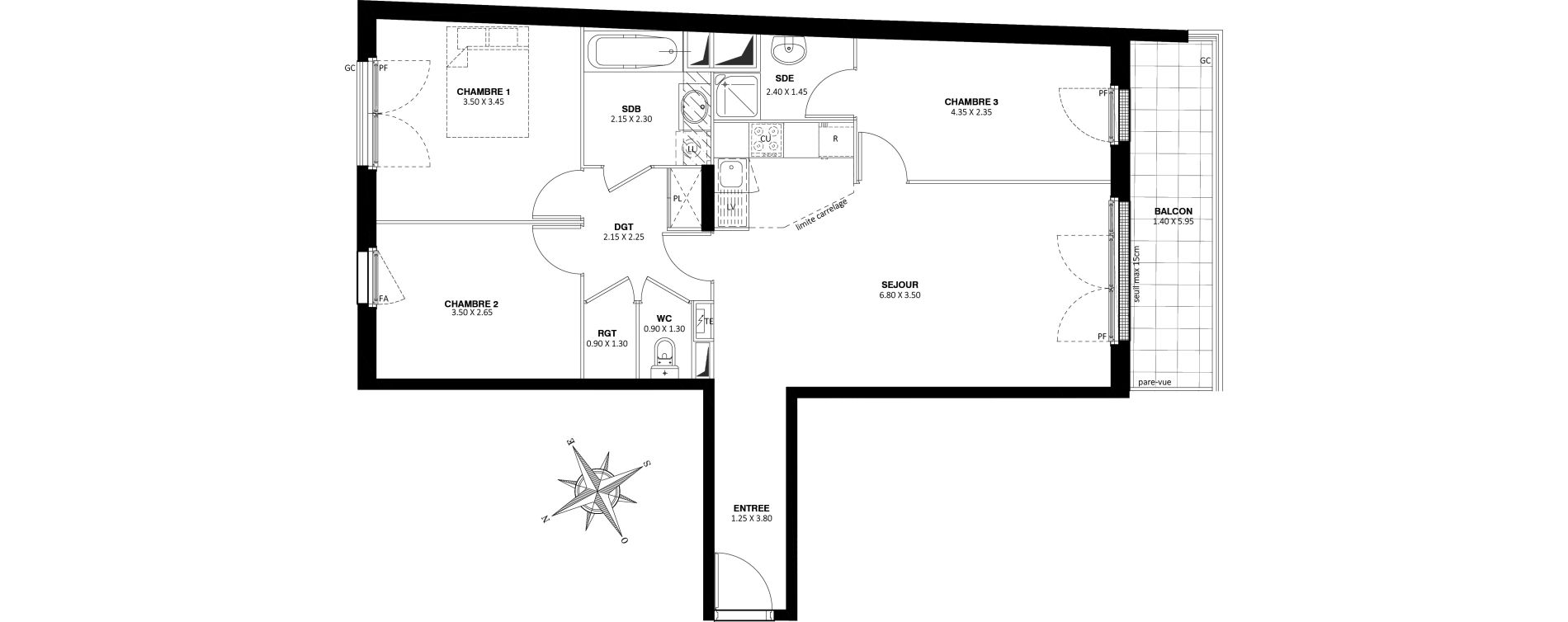 Appartement T4 de 77,60 m2 &agrave; Saint-Cyr-L'&Eacute;cole Centre