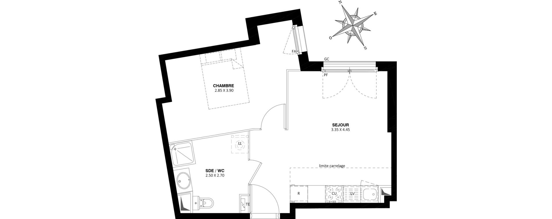 Appartement T2 de 37,90 m2 &agrave; Saint-Cyr-L'&Eacute;cole Centre