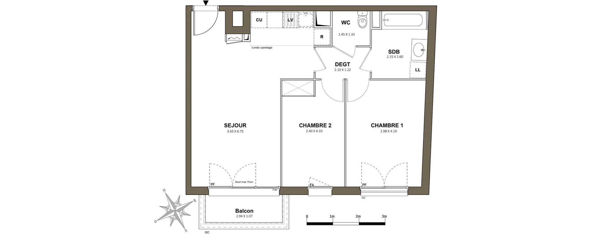 Appartement T3 de 57,50 m2 à Saint-Cyr-L'École Centre