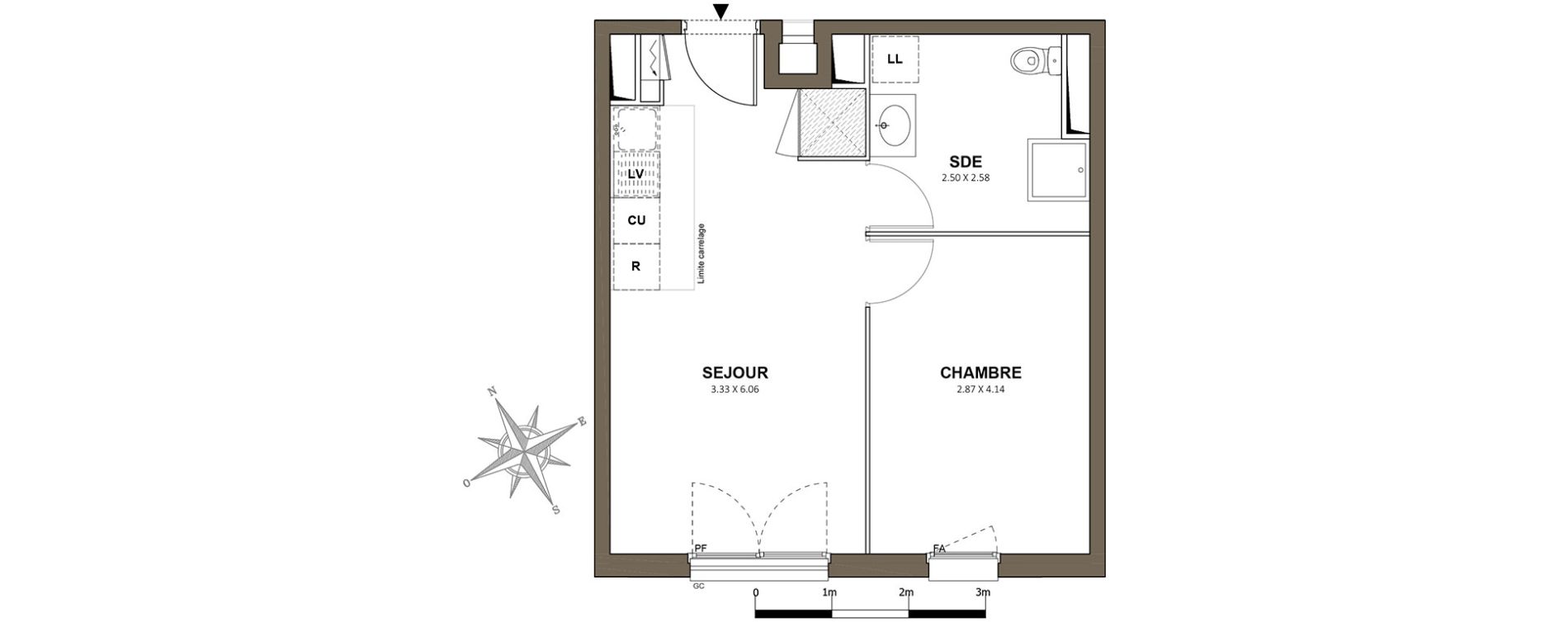 Appartement T2 de 39,71 m2 &agrave; Saint-Cyr-L'&Eacute;cole Centre