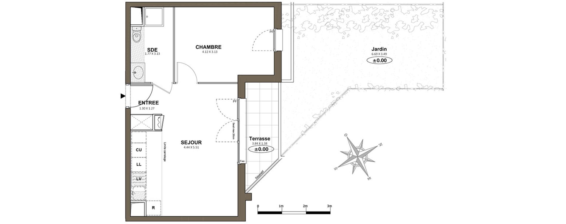 Appartement T2 de 41,27 m2 &agrave; Saint-Cyr-L'&Eacute;cole Centre