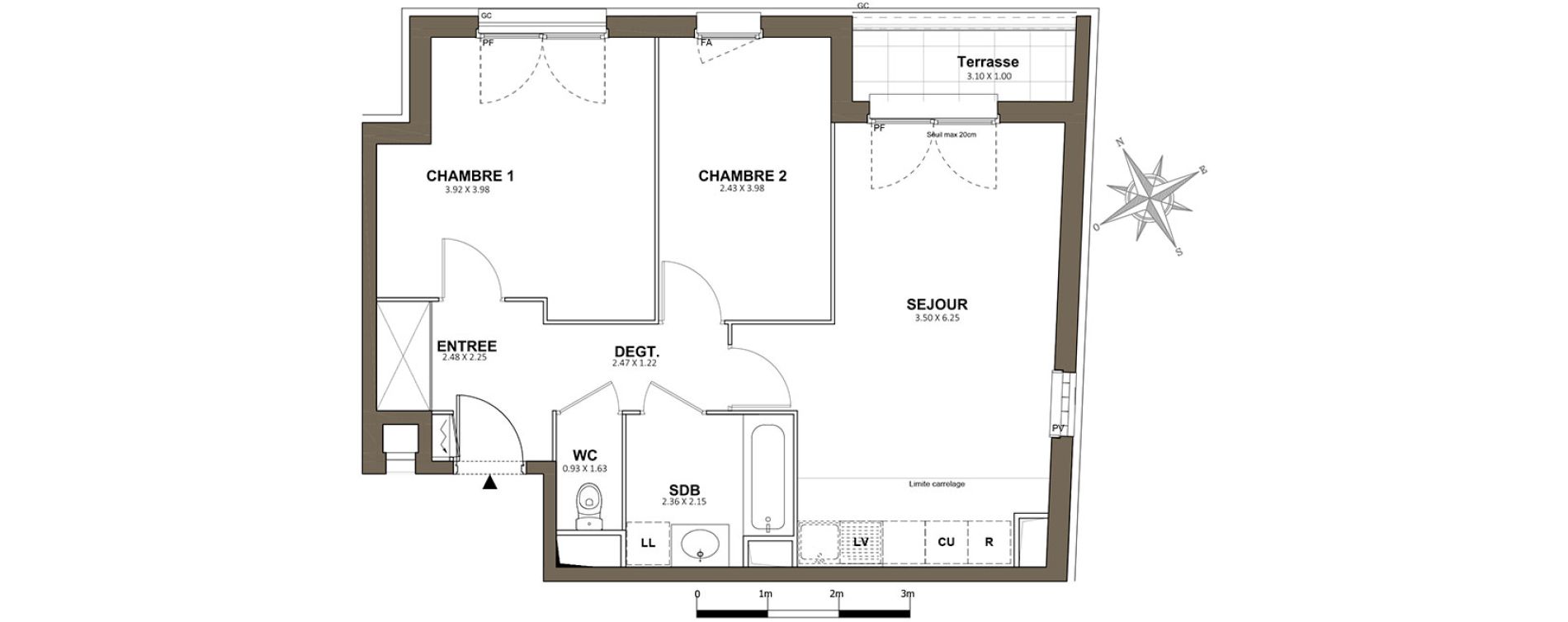 Appartement T3 de 59,38 m2 &agrave; Saint-Cyr-L'&Eacute;cole Centre