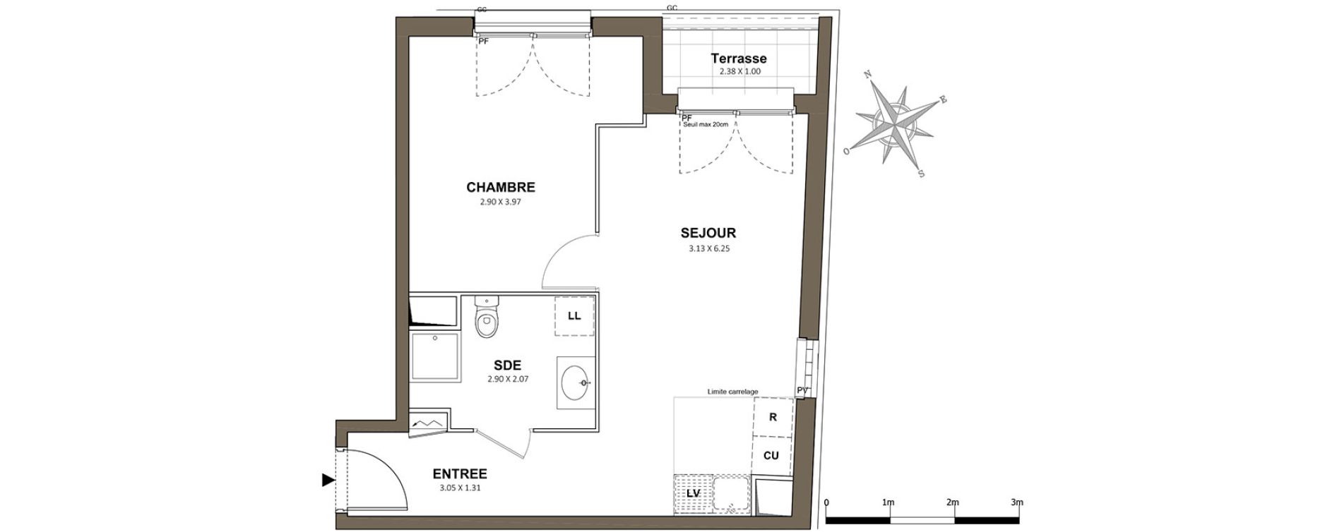 Appartement T2 de 41,92 m2 &agrave; Saint-Cyr-L'&Eacute;cole Centre