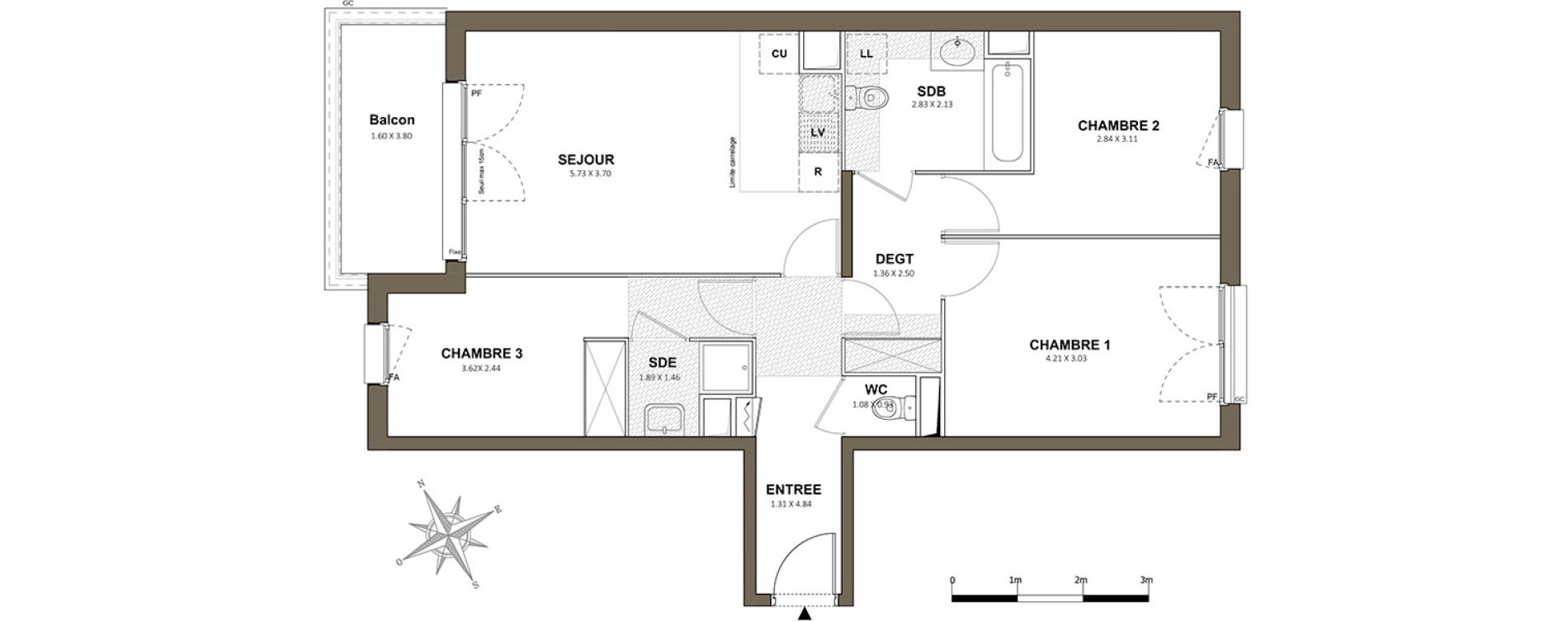 Appartement T4 de 73,53 m2 &agrave; Saint-Cyr-L'&Eacute;cole Centre