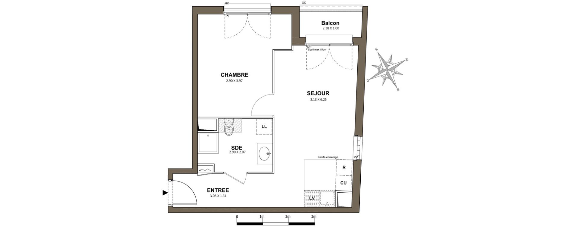 Appartement T2 de 41,92 m2 &agrave; Saint-Cyr-L'&Eacute;cole Centre