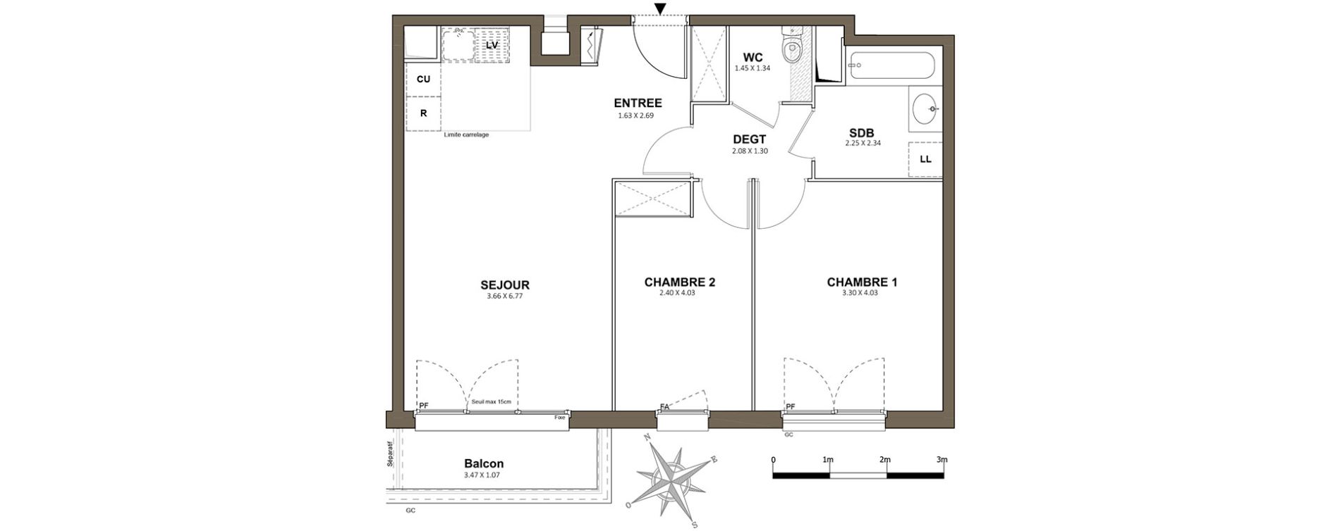 Appartement T3 de 60,48 m2 &agrave; Saint-Cyr-L'&Eacute;cole Centre