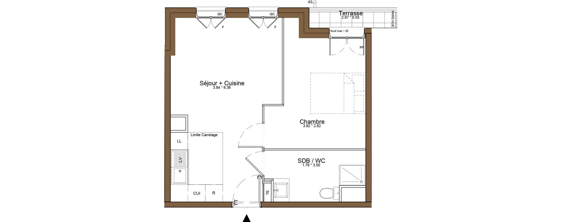 Appartement T2 de 39,19 m2 &agrave; Saint-Cyr-L'&Eacute;cole Centre