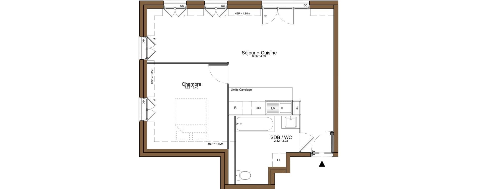 Appartement T2 de 49,46 m2 &agrave; Saint-Cyr-L'&Eacute;cole Centre