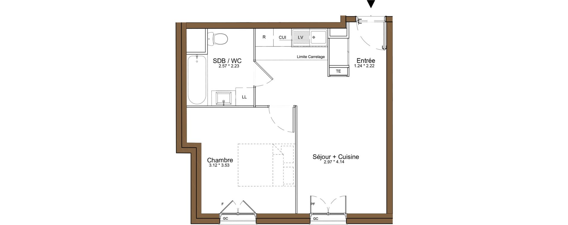 Appartement T2 de 38,18 m2 &agrave; Saint-Cyr-L'&Eacute;cole Centre