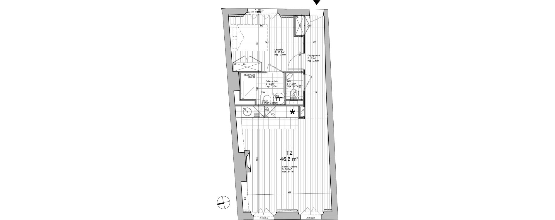 Appartement T2 de 46,60 m2 &agrave; Saint-Germain-En-Laye Coeur de ville