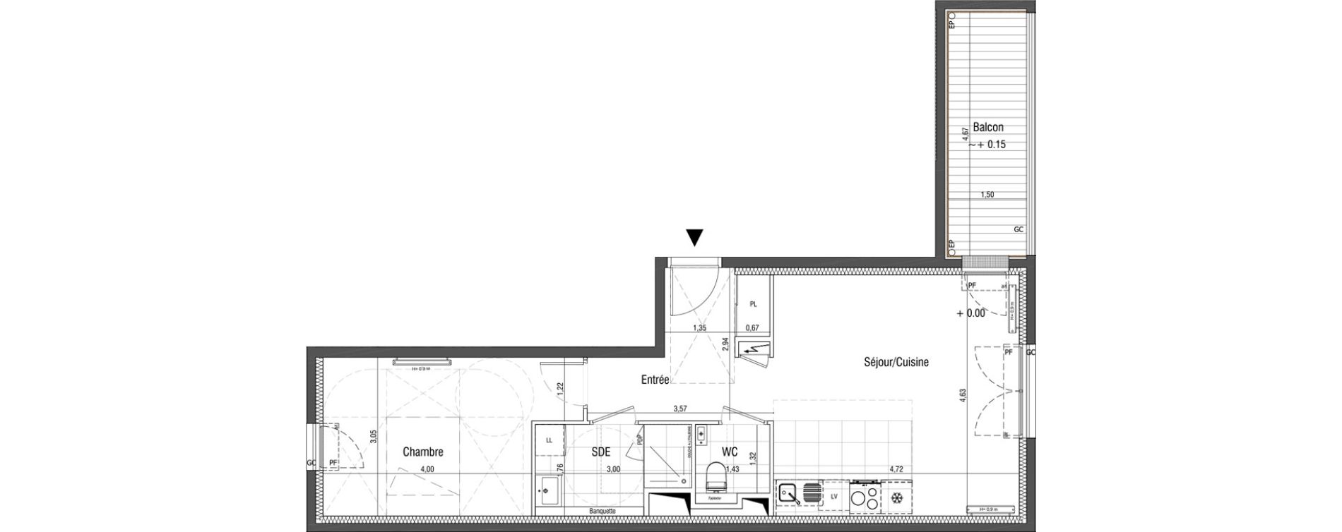 Appartement T2 de 49,50 m2 &agrave; Saint-Germain-En-Laye Centre