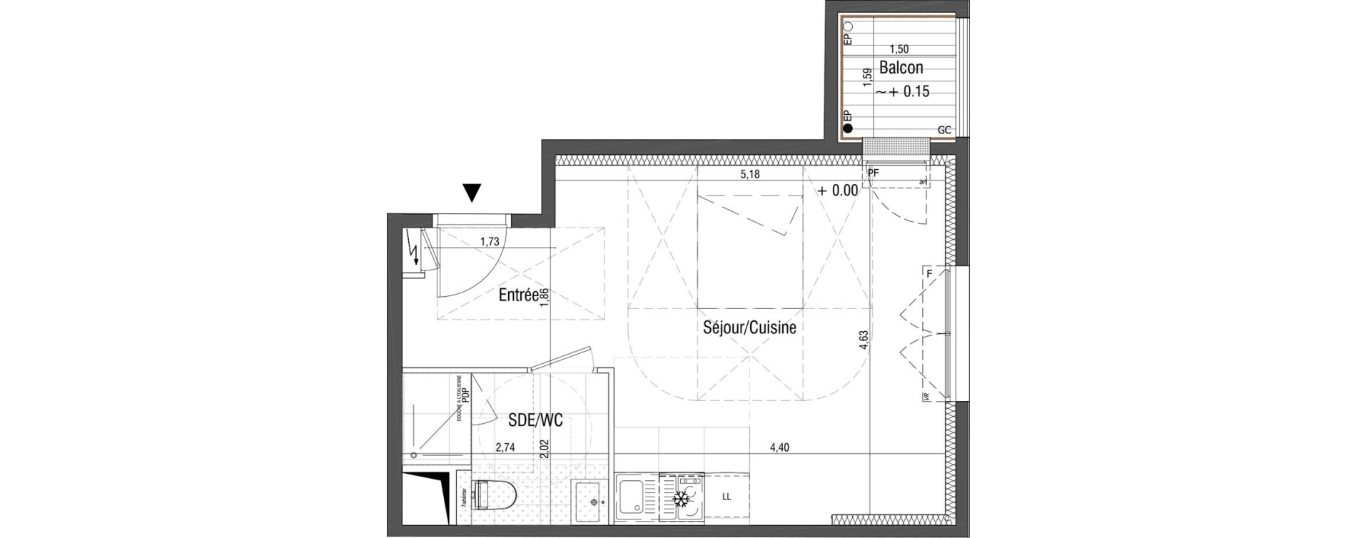 Appartement T1 de 31,30 m2 &agrave; Saint-Germain-En-Laye Centre